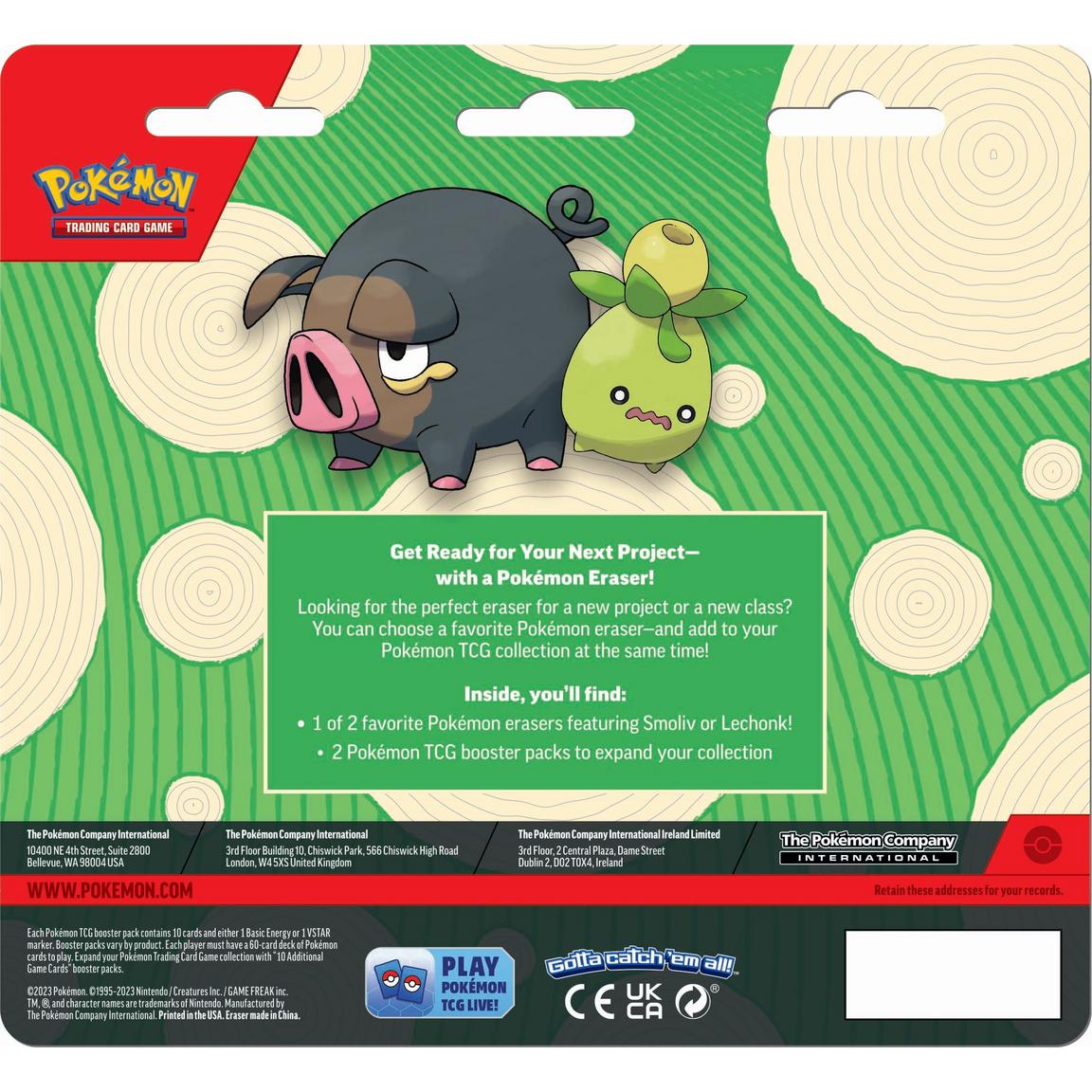 Pokémon TCG: Back to School Eraser Blister - Smoliv back